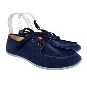 Ionic Epic Explorer Navy Blue Linen Lace Up Moc Toe Comfort Boat Shoes Mens 7.5